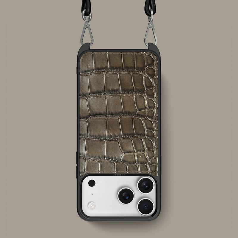 iPhone 17 Pro Max Crossbody Sport Case 1/1 Kaki-Brown Alligator -1 | Kaki-Brown