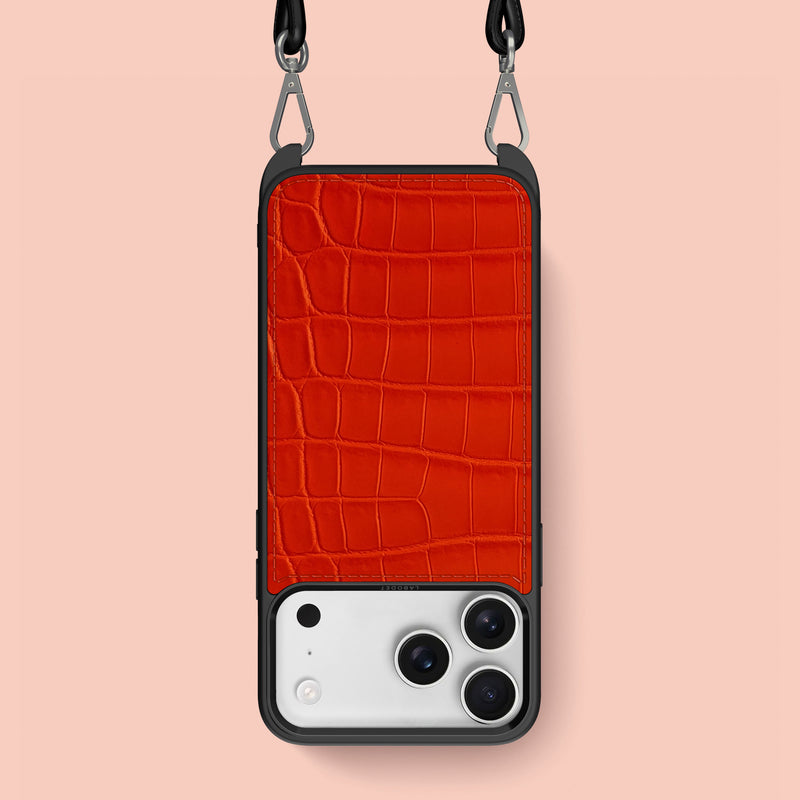 Orange-Fluo iPhone 17 Pro Max Crossbody Sport Case 1/1 Alligator -1 | Orange-Fluo