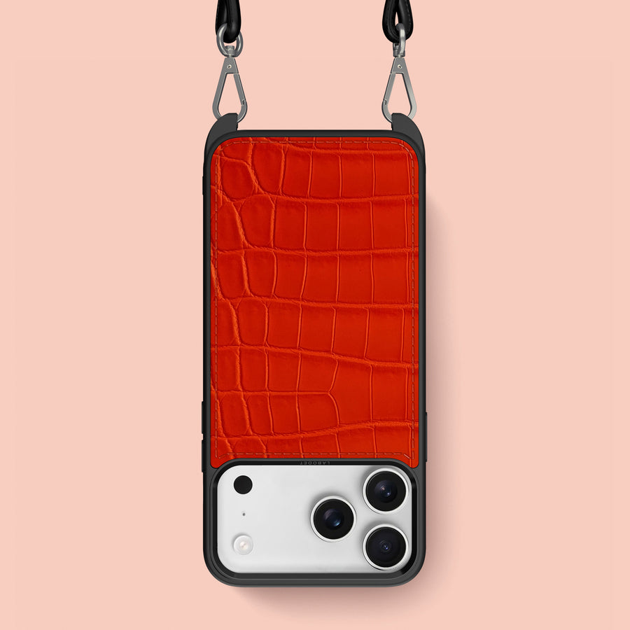 Crossbody Sport Case 1/1 Orange-Fluo For iPhone 17 Pro Max In Alligator