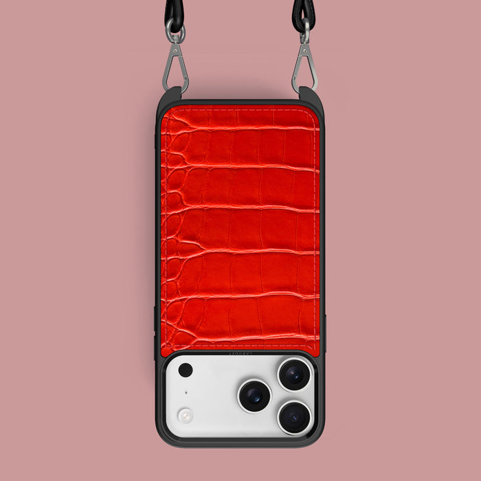 Deep Coral iPhone 17 Pro Max Alligator Crossbody Sport Case -1 | Deep-Coral