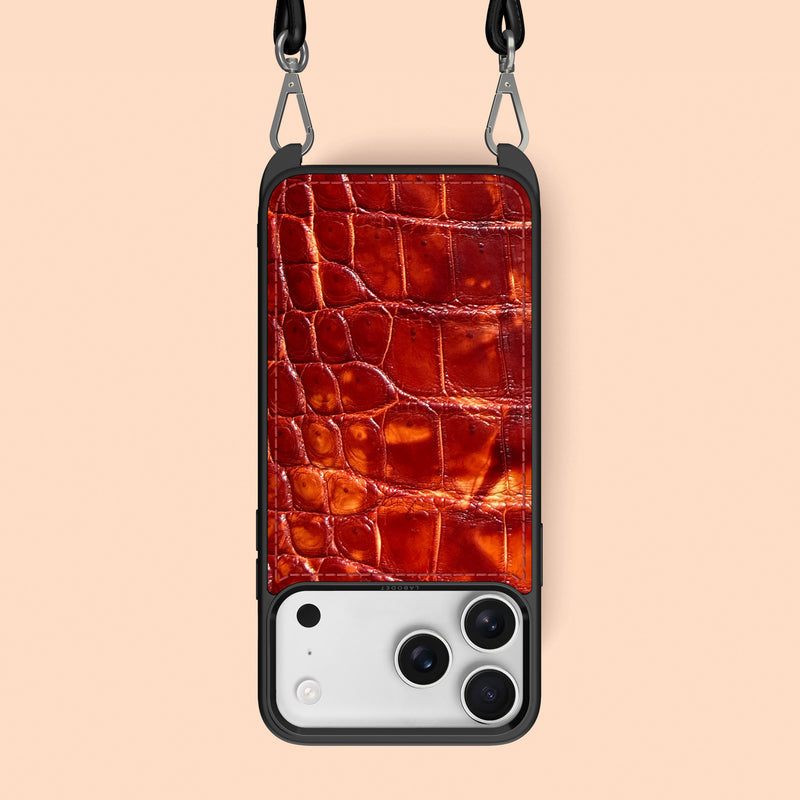 Red-Clay iPhone 17 Pro Max Crossbody Sport Case 1/1 Alligator -1 | Red-Clay