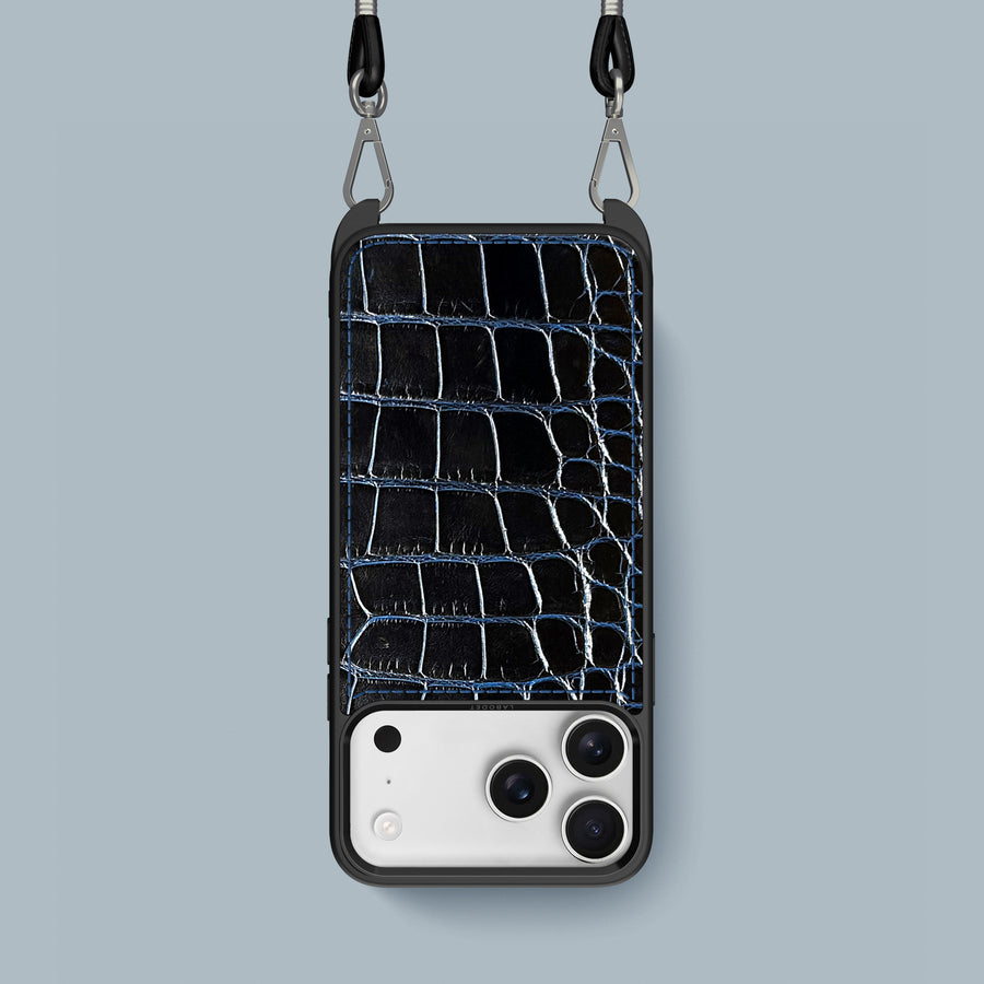 Crossbody Sport Case 1/1 Obsidian-Blue For iPhone 17 Pro In Alligator