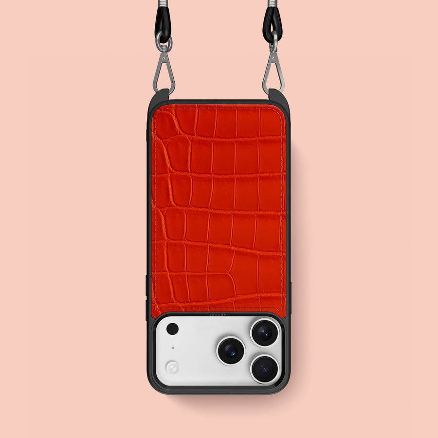 Crossbody Sport Case 1/1 Orange-Fluo For iPhone 17 Pro In Alligator