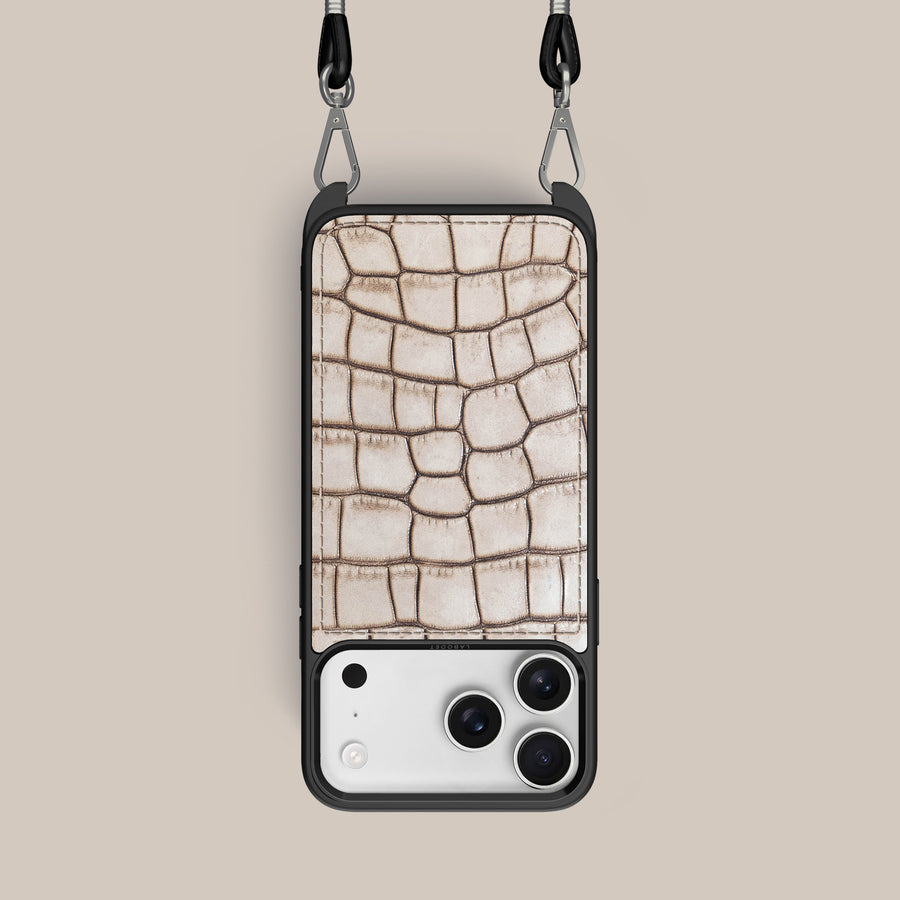 Crossbody Sport Case 1/1 Cafe Creme For iPhone 17 Pro In Alligator