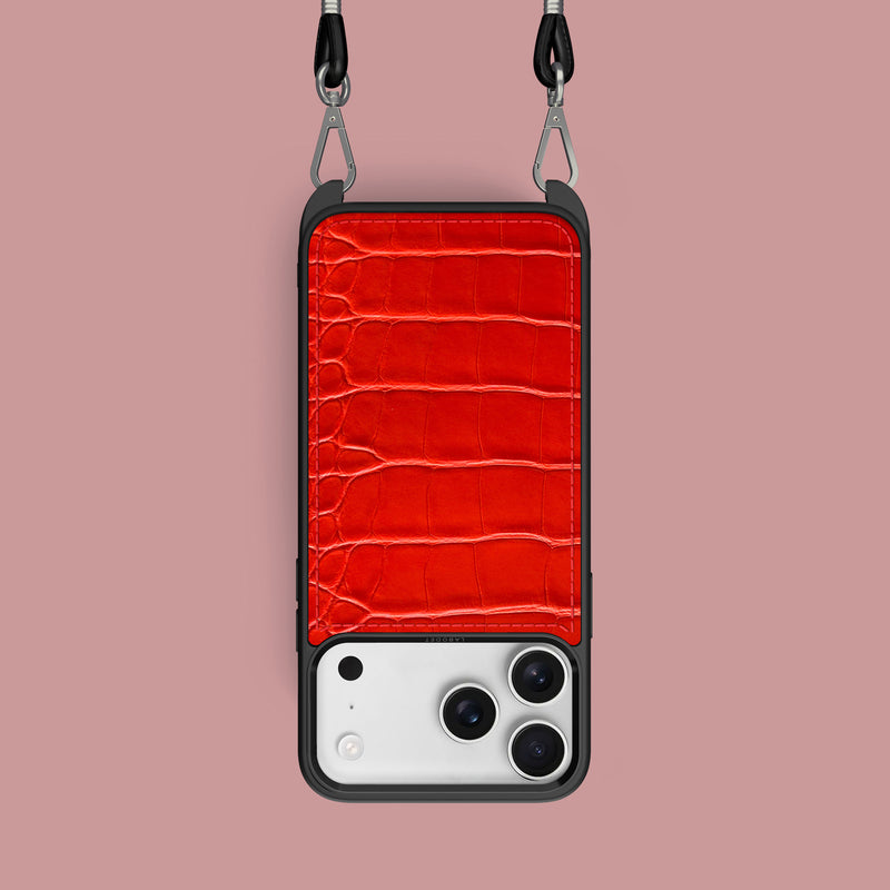 Deep Coral iPhone 17 Pro Alligator Crossbody Sport Case -1 | Deep-Coral