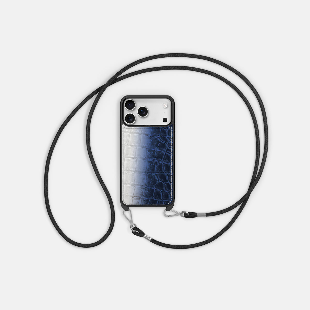 Navy Blue iPhone 17 Pro Sport Case In Himalayan Crocodile -5 | Navy-Blue
