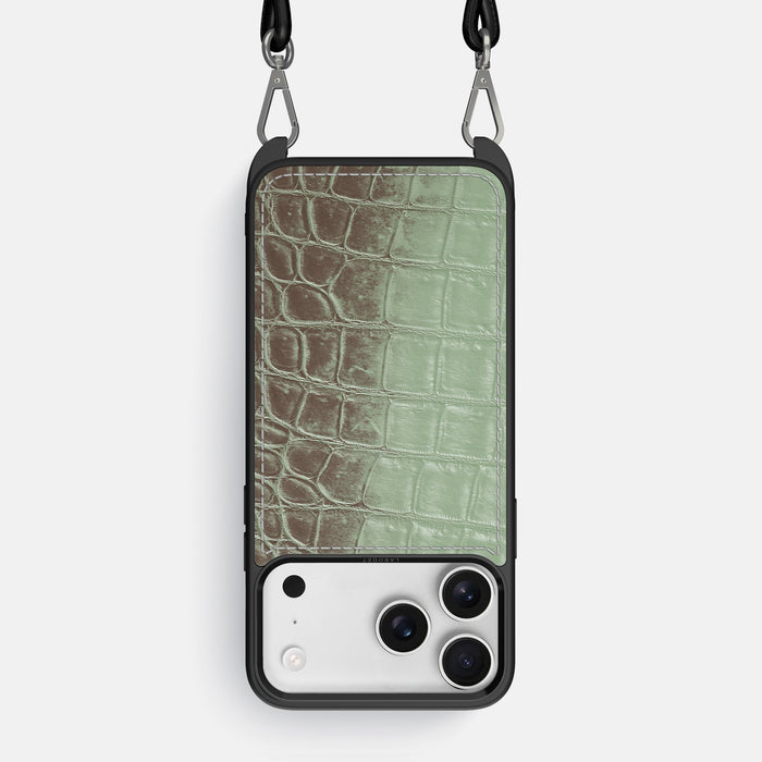 Crossbody Sport Case For iPhone 18 Pro Max In Himalayan Crocodile -1 | Pistachio
