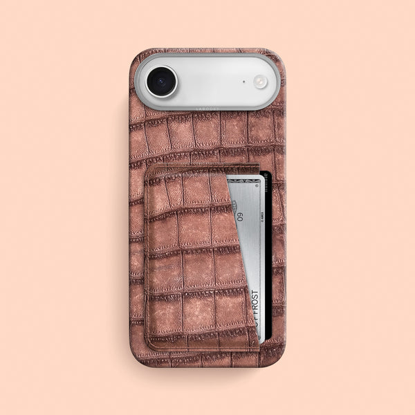 Double Card Case 1/1 Nubuck-Cacao For iPhone 17 Air In Alligator