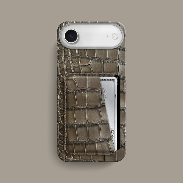 Double Card Case 1/1 Kaki-Brown For iPhone 17 Air In Alligator
