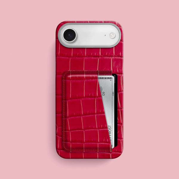 Double Card Case 1/1 Lacquered-Pink For iPhone 17 Air In Alligator