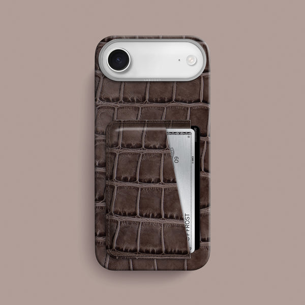 Double Card Case 1/1 Iced-Chocolate For iPhone 17 Air In Alligator