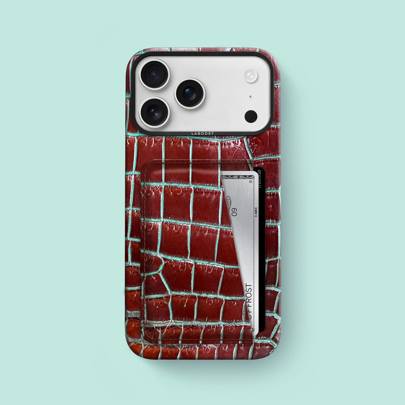iPhone 17 Pro Max Double Card Case 1/1 Clay Court Alligator with Black Metal -1 | Clay-Court-Black