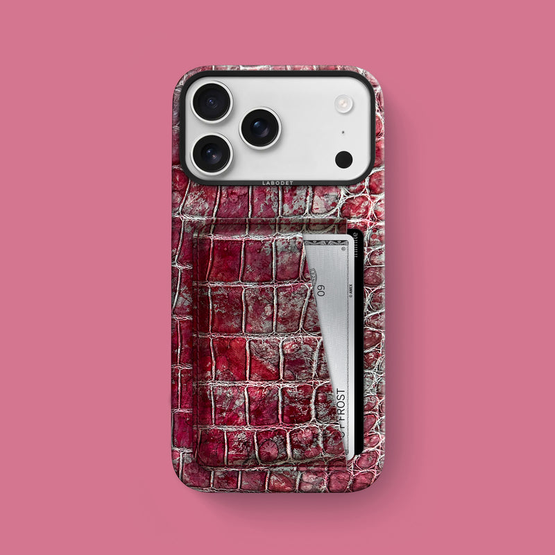 Garnet Double Card Case 1/1 For iPhone 17 Pro Max In Alligator with Black Metal -1 | Garnet-Black