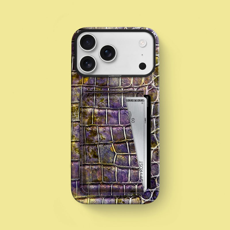 Fluorite Double Card Case 1/1 For iPhone 17 Pro Max In Alligator with Black Metal -1 | Fluorite-Black