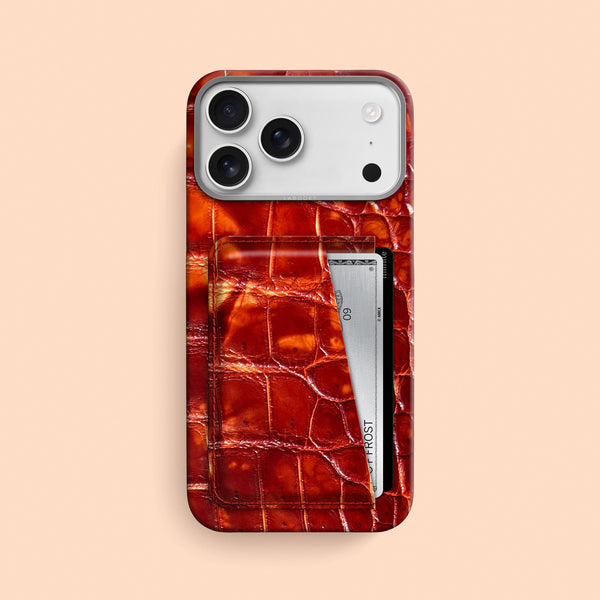 Double Card Case 1/1 Red-Clay For iPhone 17 Pro Max In Alligator