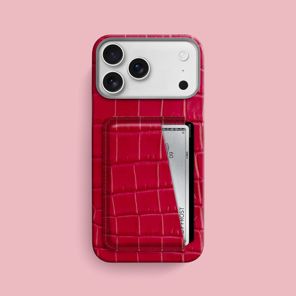 Double Card Case 1/1 Lacquered-Pink For iPhone 17 Pro Max In Alligator