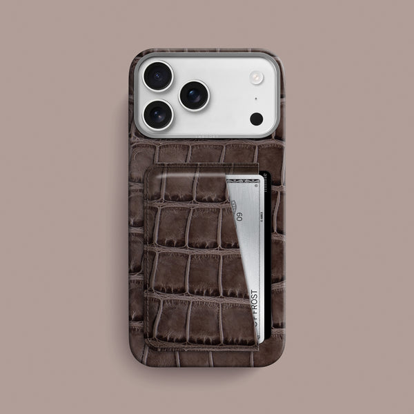 Double Card Case 1/1 Iced-Chocolate For iPhone 17 Pro Max In Alligator