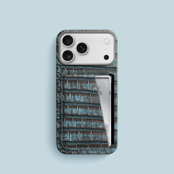 Double Card Case 1/1 Nubuck-Abyss For iPhone 17 Pro In Alligator