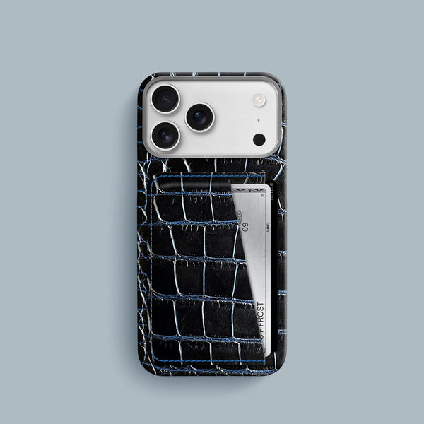 Double Card Case 1/1 Obsidian-Blue For iPhone 17 Pro In Alligator
