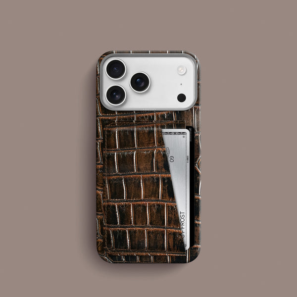 Double Card Case 1/1 Expresso For iPhone 17 Pro In Alligator
