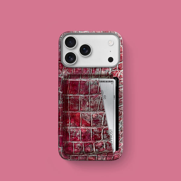 Double Card Case 1/1 Garnet For iPhone 17 Pro In Alligator