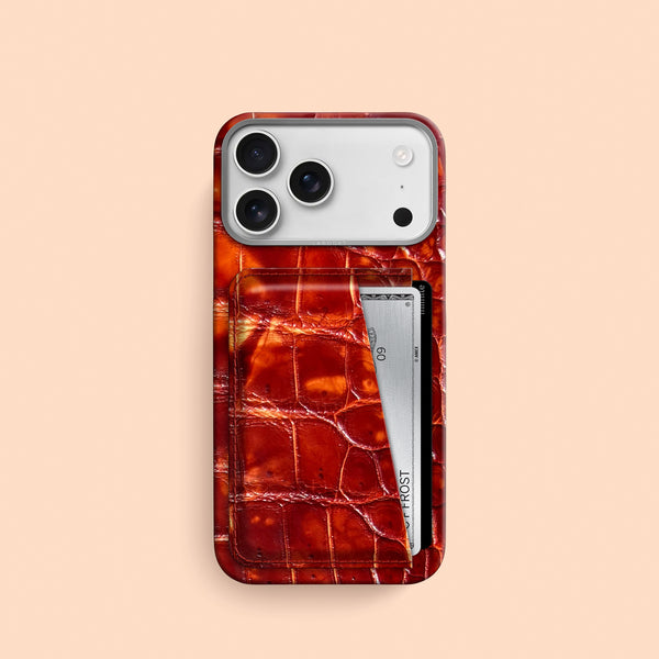 Double Card Case 1/1 Red-Clay For iPhone 17 Pro In Alligator
