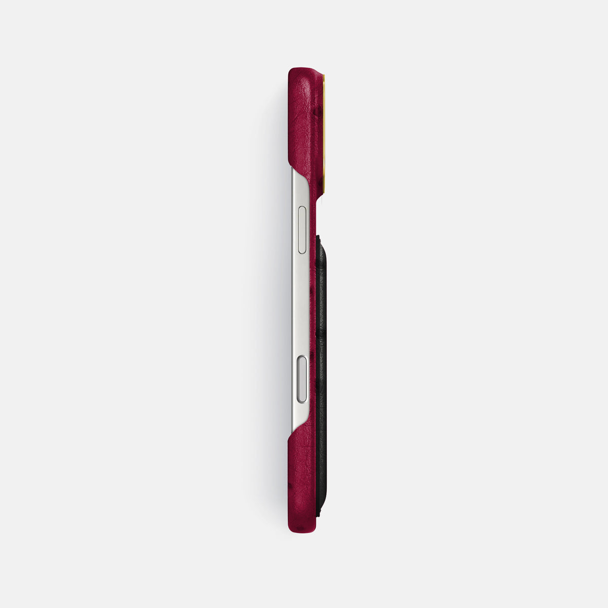 Double Card Case Coloré For iPhone 17 Pro Max In Ostrich -3 | Bordeaux-Gold