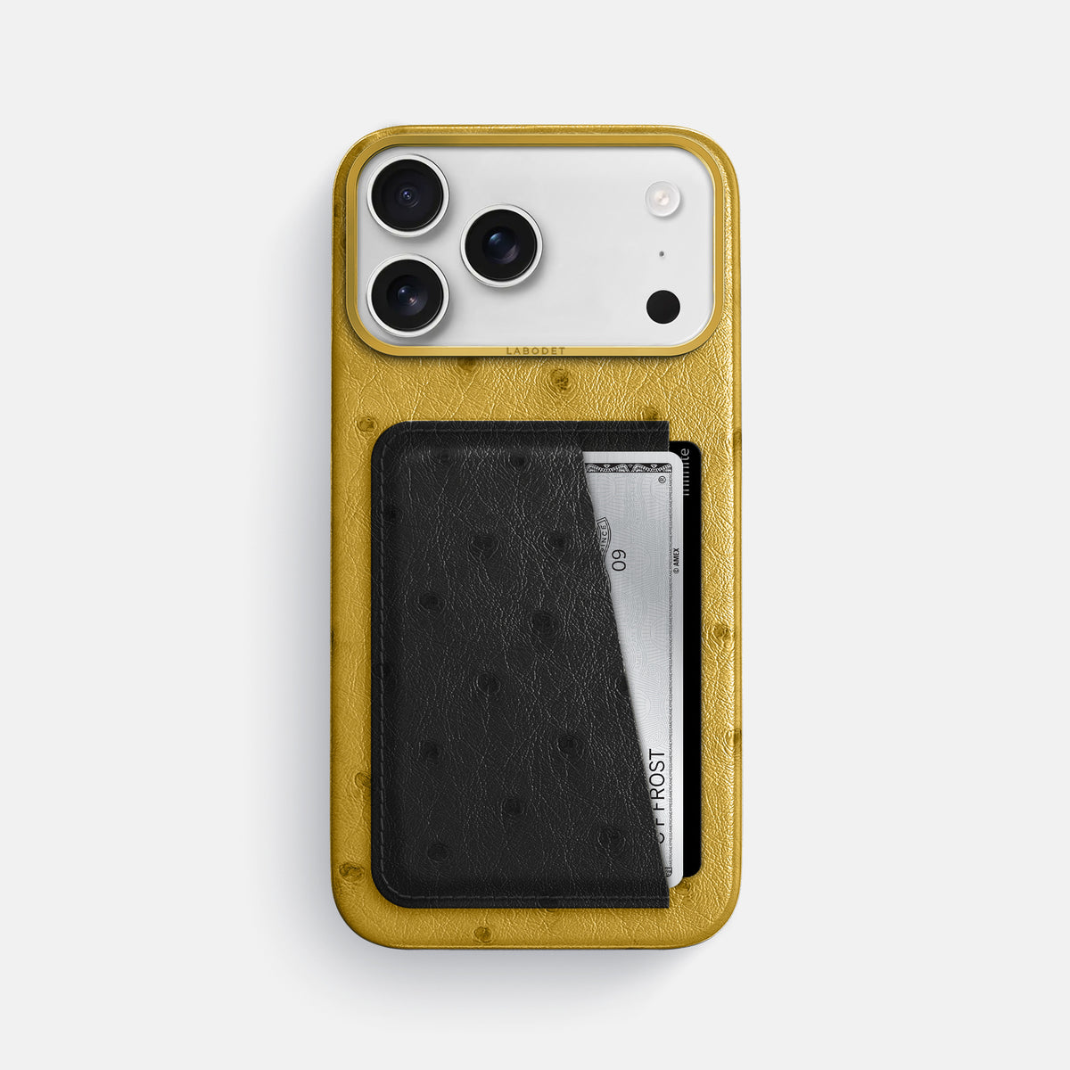 Double Card Case Coloré For iPhone 17 Pro Max In Ostrich -1 | Gold-Gold