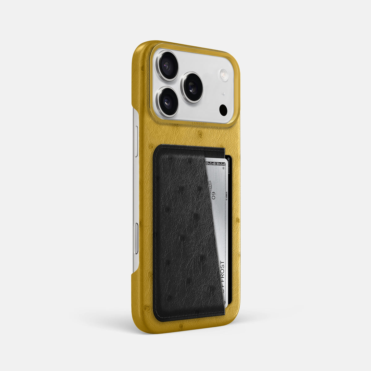 Double Card Case Coloré For iPhone 17 Pro Max In Ostrich -2 | Gold-Gold