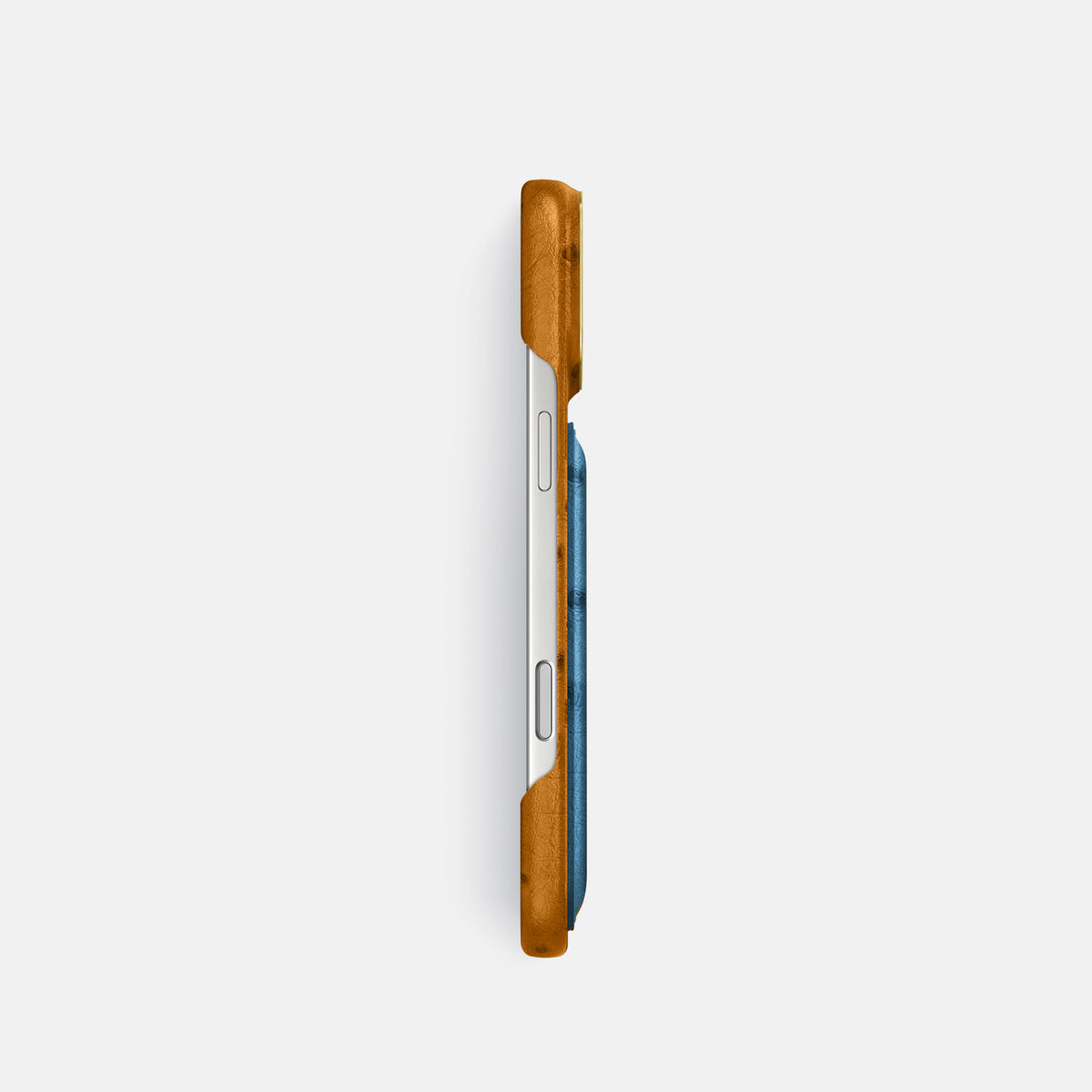 Double Card Case Coloré For iPhone 17 Pro In Ostrich -3 | Chestnut-Gold