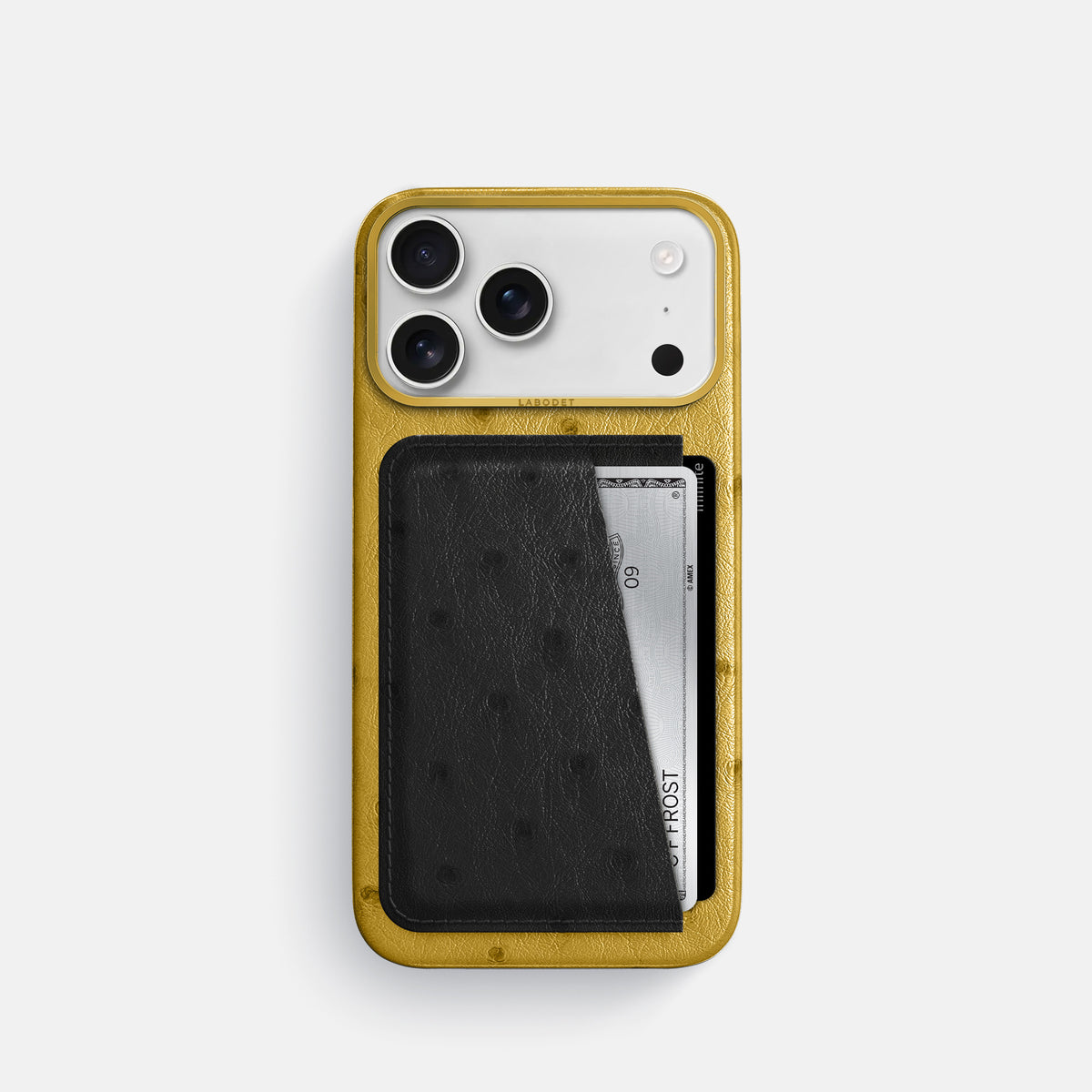 Double Card Case Coloré For iPhone 17 Pro In Ostrich -1 | Gold-Gold