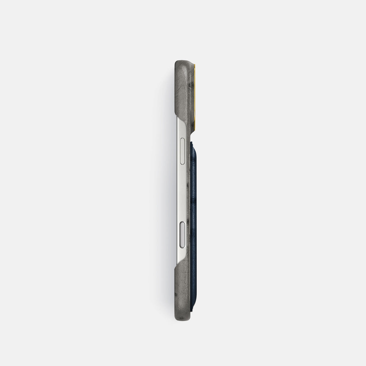 Double Card Case Coloré For iPhone 17 Pro In Ostrich -3 | Grey-Gold