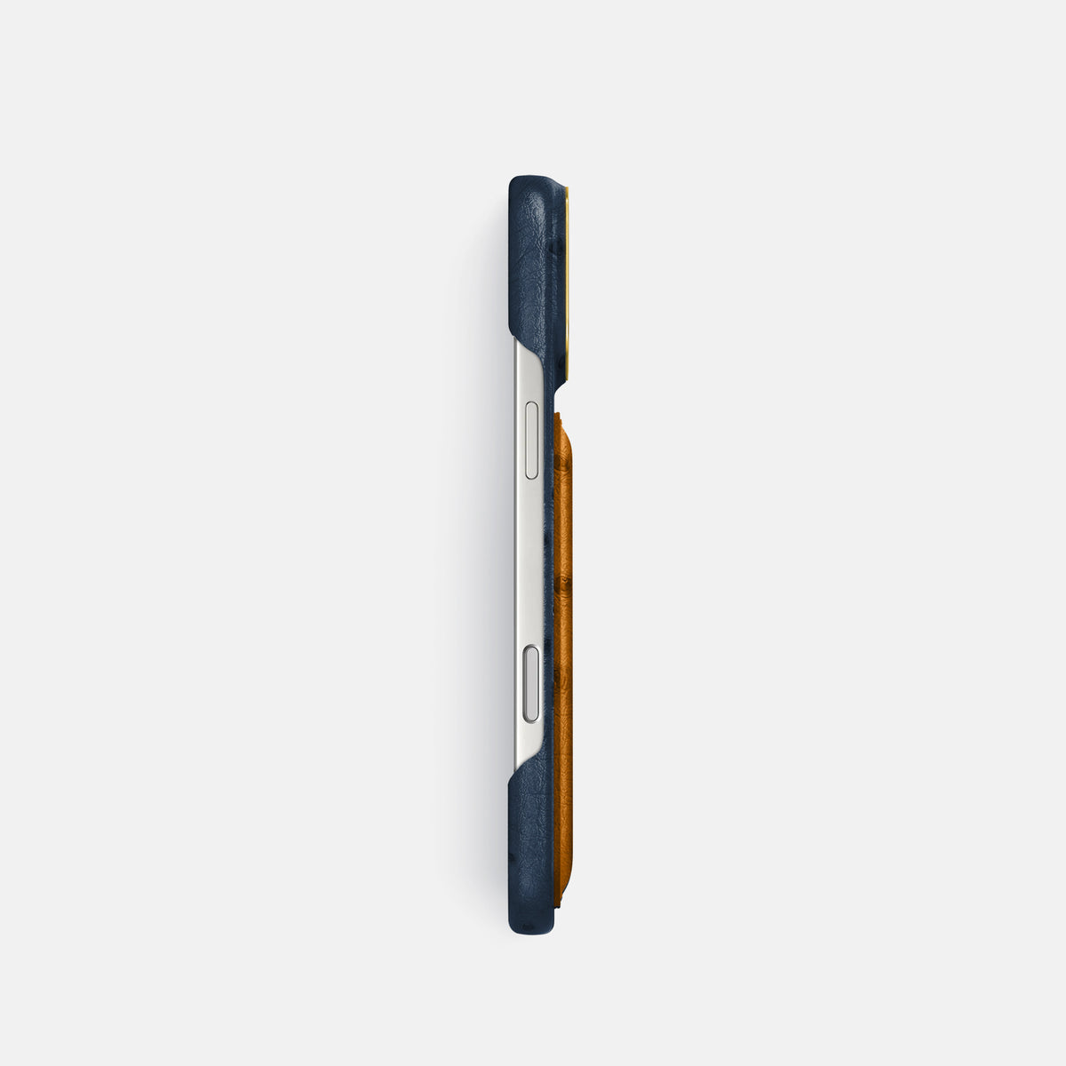 Double Card Case Coloré For iPhone 17 Pro In Ostrich -3 | Navy-Blue-Gold