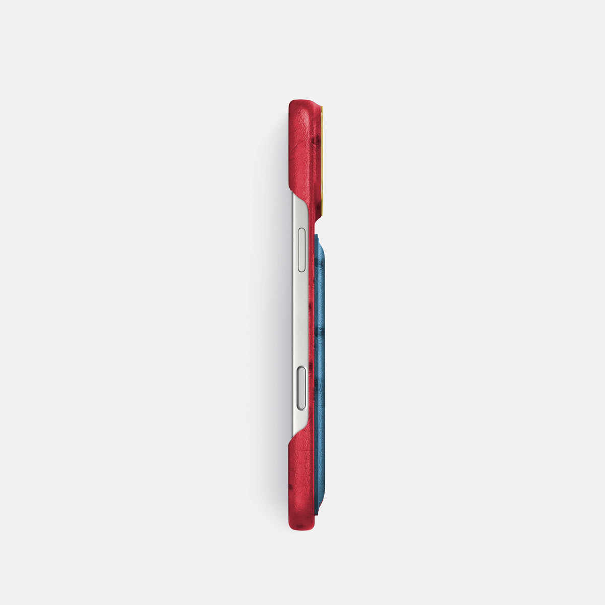 Double Card Case Coloré For iPhone 18 Pro In Ostrich -3 | Red-Gold