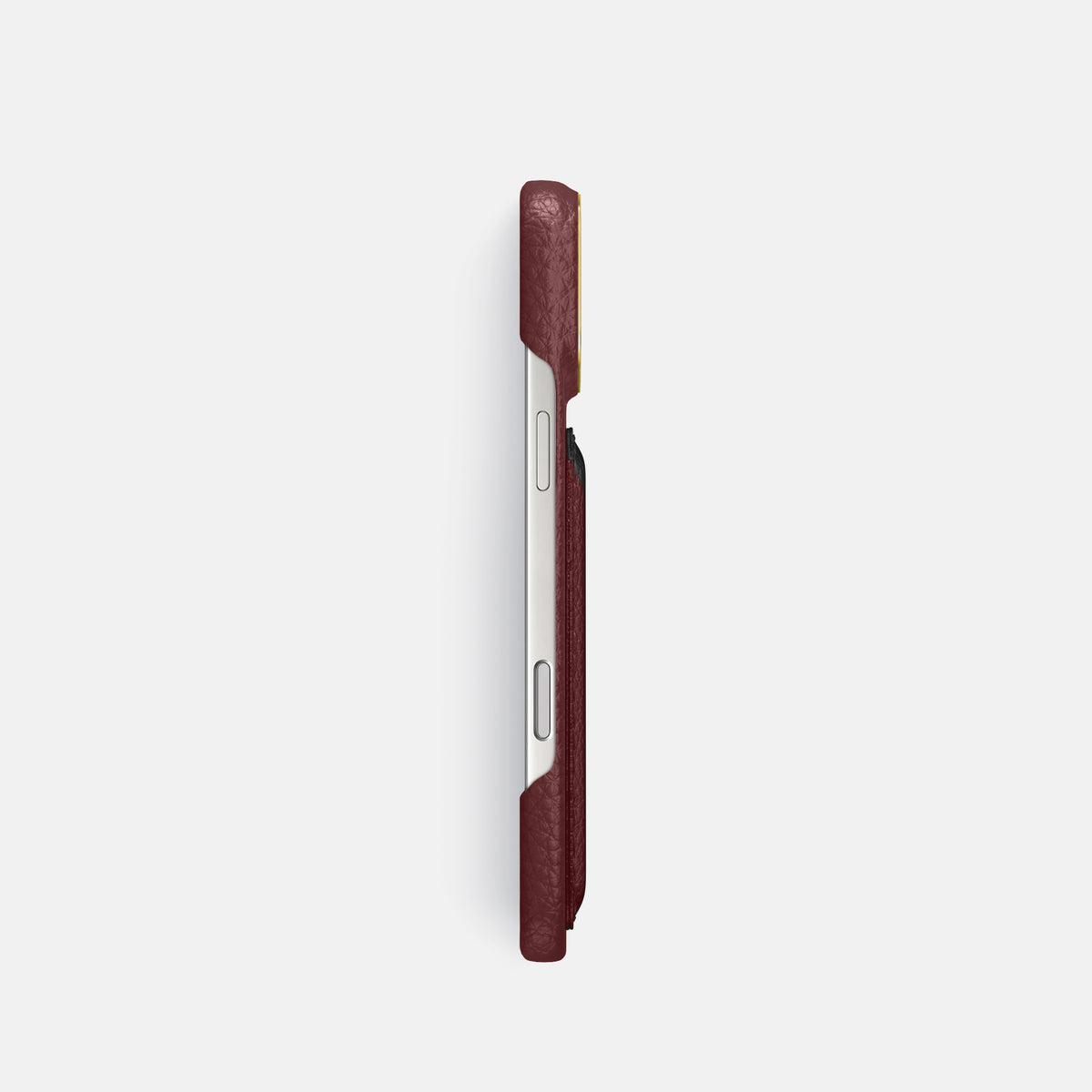 Double Card Case For iPhone 17 Pro In Calf -3 | Bordeaux-Gold