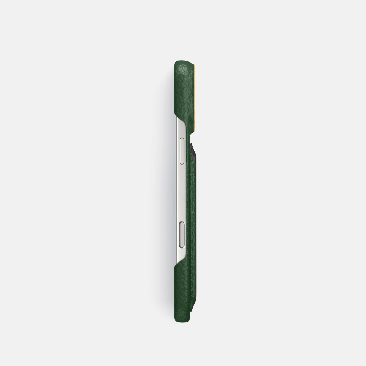 Double Card Case For iPhone 17 Pro In Calf -3 | Dark-Green-Gold