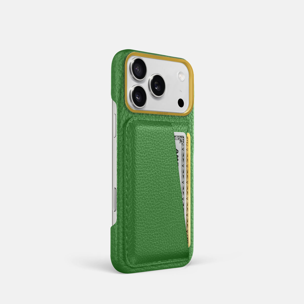 Double Card Case For iPhone 17 Pro In Calf -2 | Herb-Gold