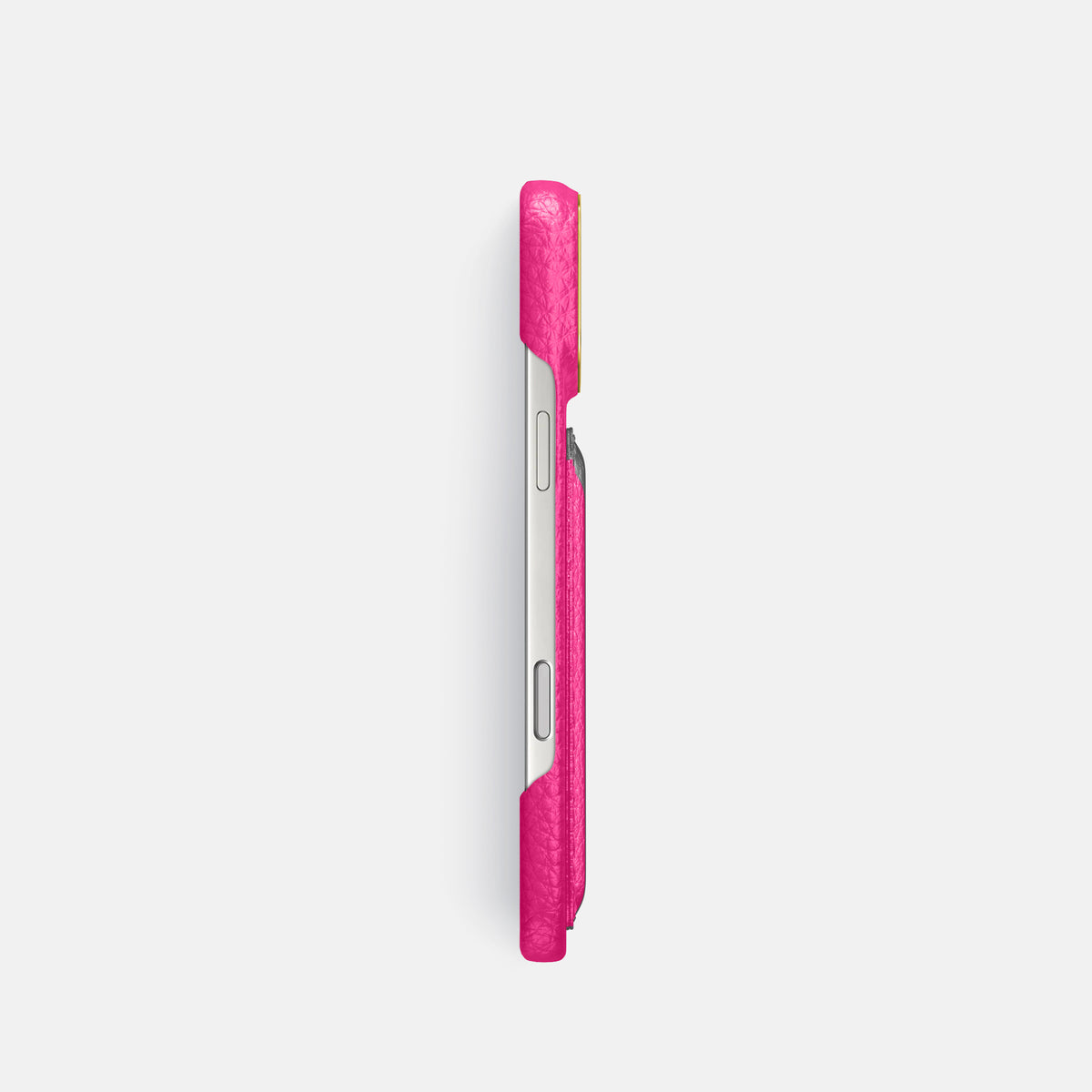Double Card Case For iPhone 17 Pro In Calf -3 | Magenta-Gold