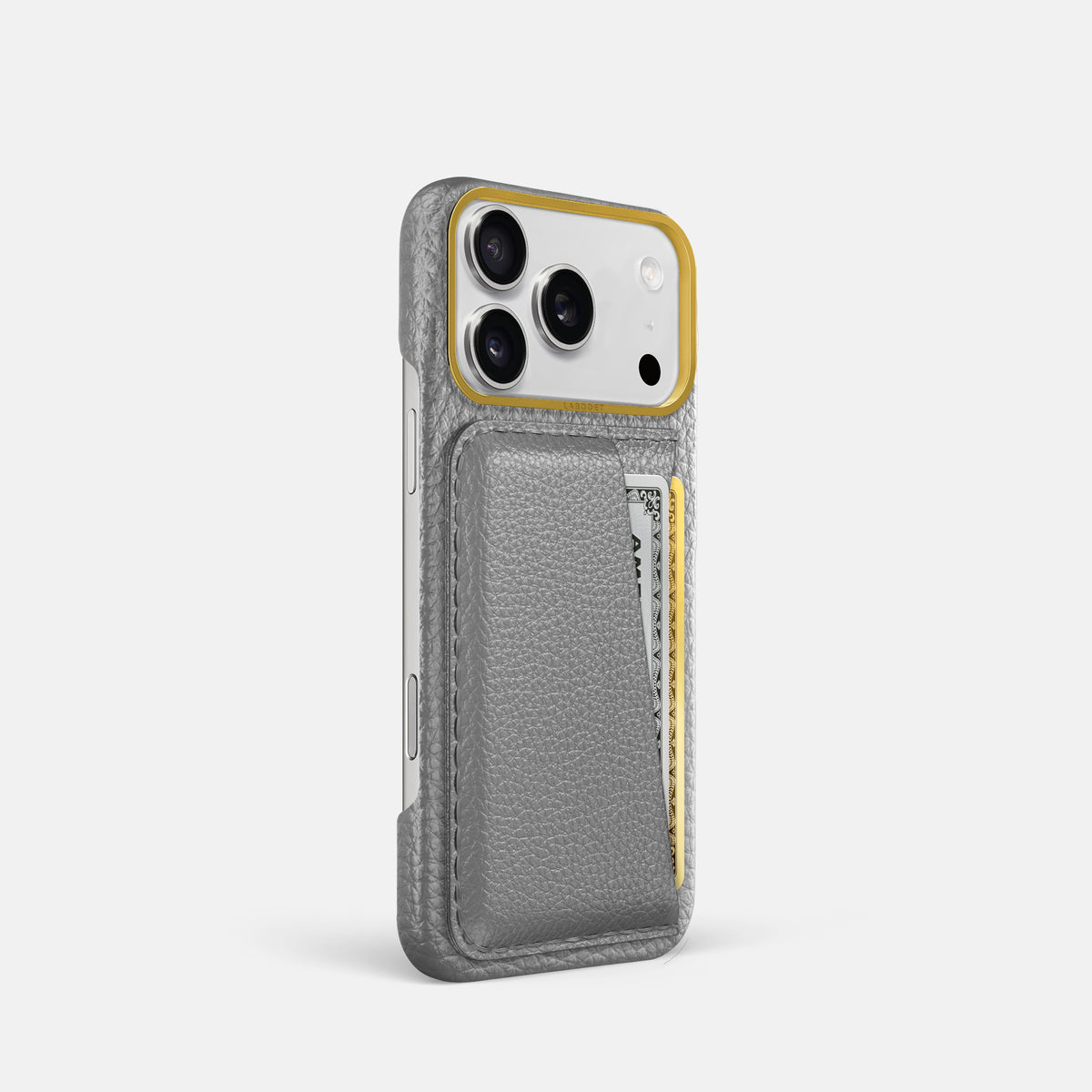 Double Card Case For iPhone 17 Pro In Calf -2 | Nuage-Gold