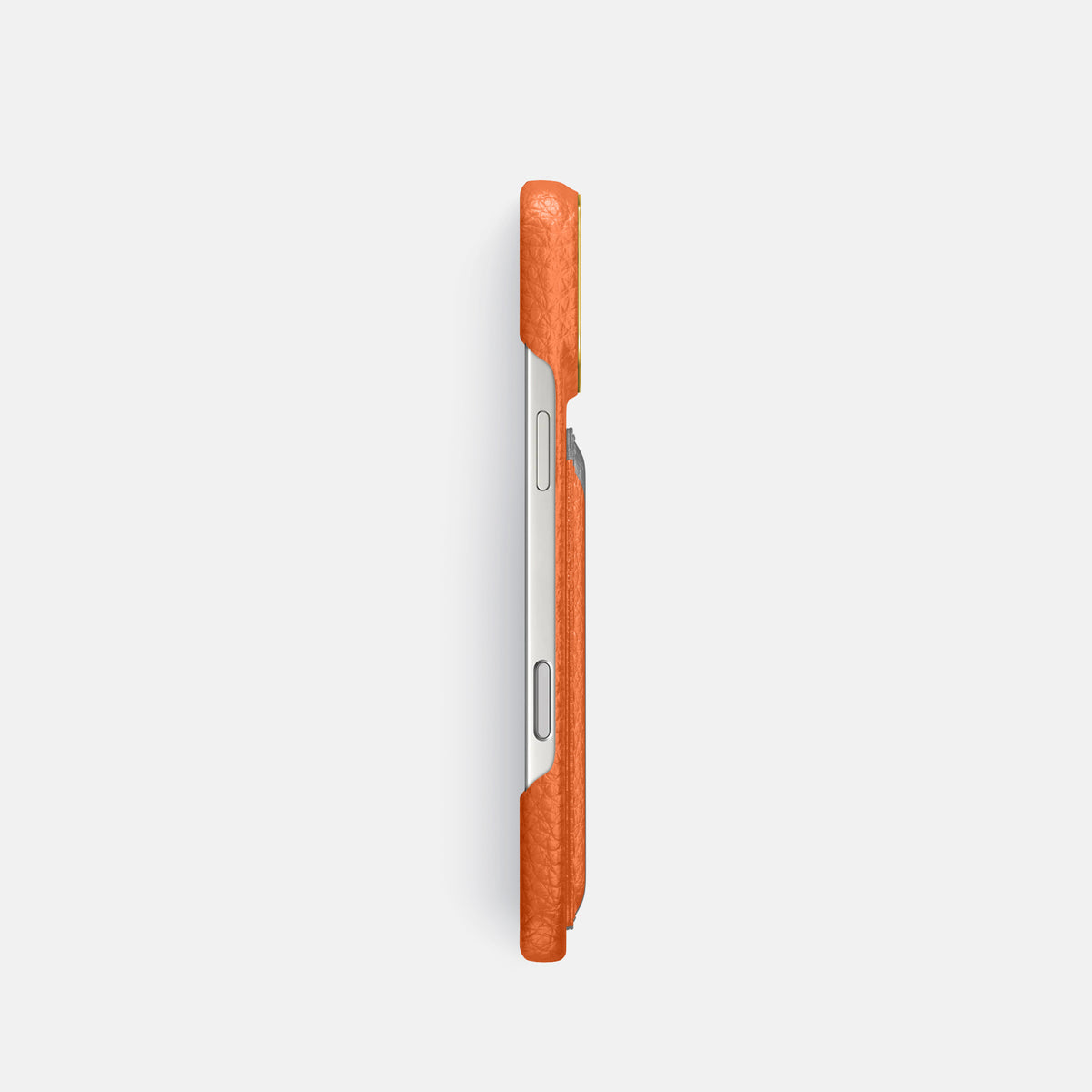 Double Card Case For iPhone 17 Pro In Calf -3 | Orange-Gold