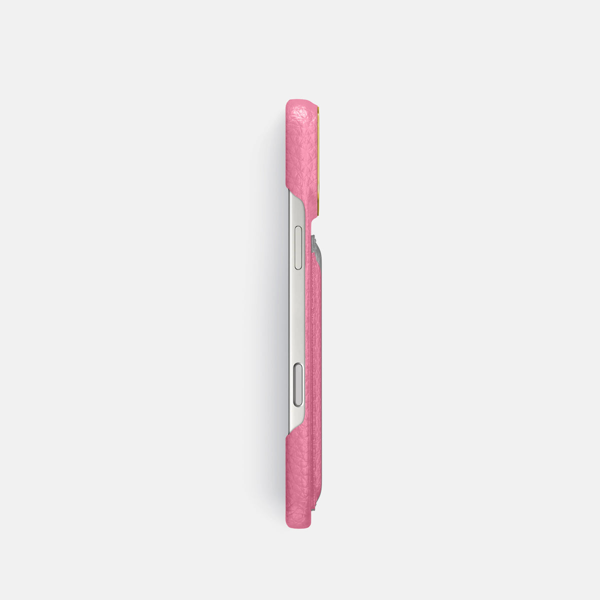 Double Card Case For iPhone 17 Pro In Calf -3 | Pink-Gold