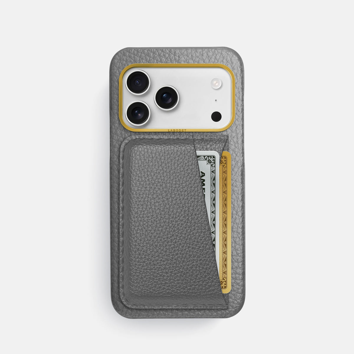 Double Card Case For iPhone 17 Pro In Calf -1 | Souris-Gold
