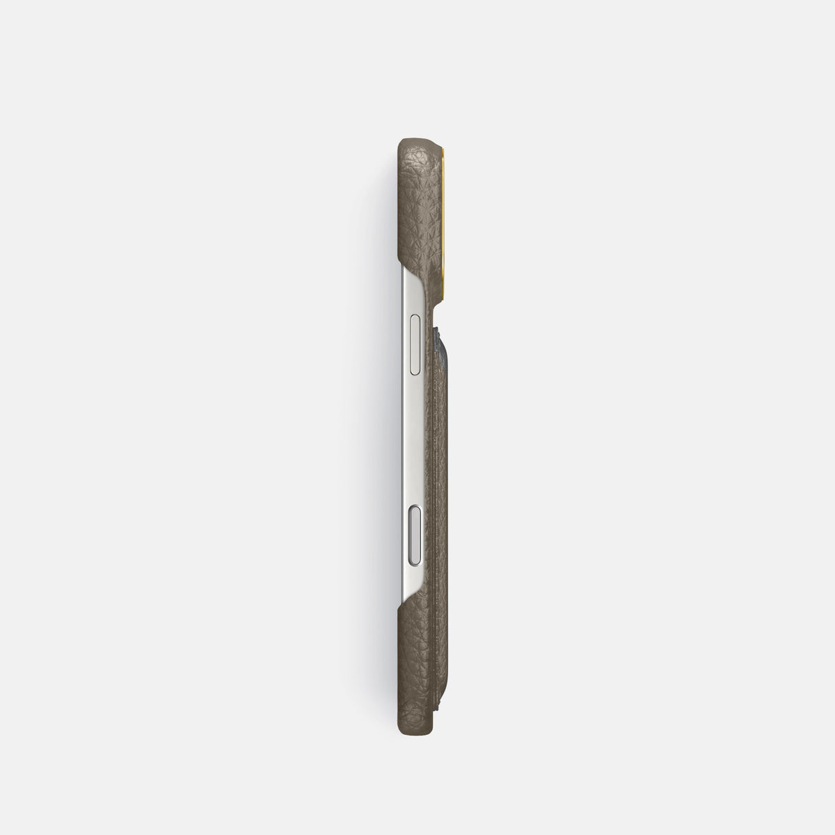 Double Card Case For iPhone 17 Pro In Calf -3 | Taupe-Gold