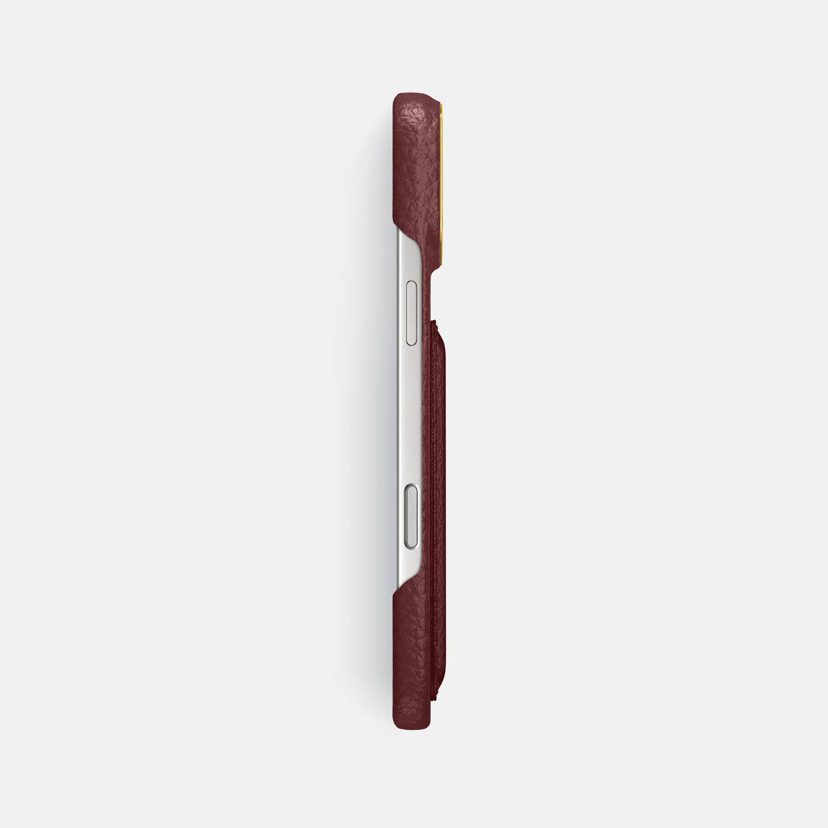 Double Card Case For iPhone 17 Pro Max In Calf -3 | Bordeaux-Gold