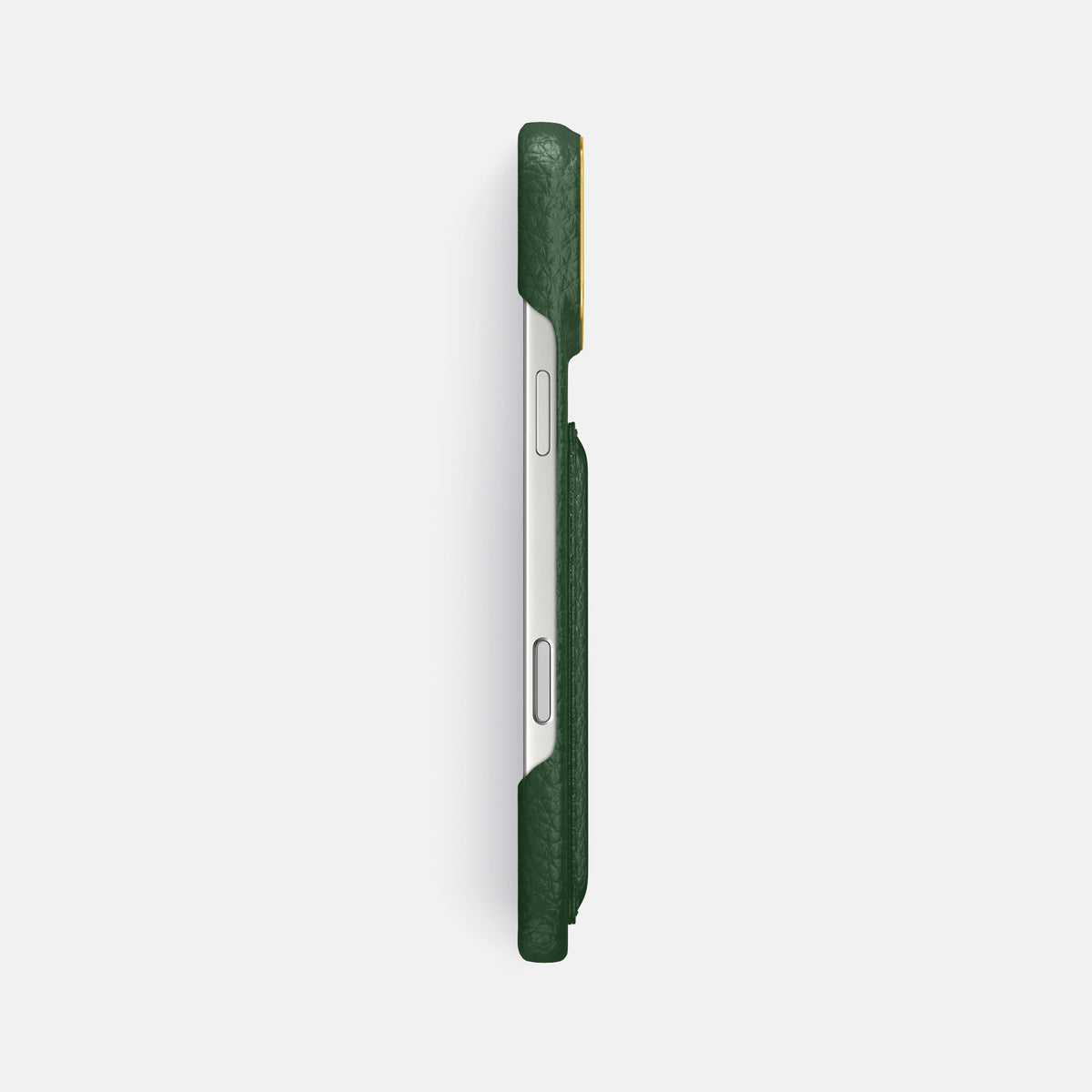 Double Card Case For iPhone 17 Pro Max In Calf -3 | Dark-Green-Gold