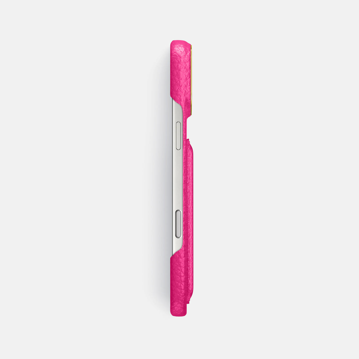 Double Card Case For iPhone 17 Pro Max In Calf -3 | Magenta-Gold