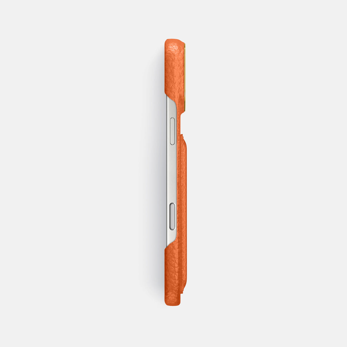 Double Card Case For iPhone 17 Pro Max In Calf -3 | Orange-Gold