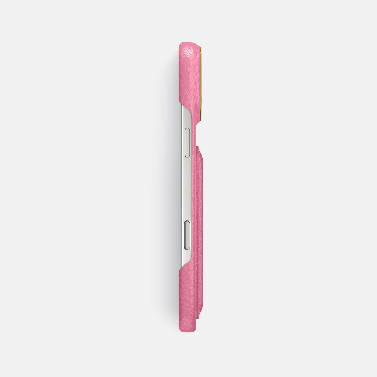 Double Card Case For iPhone 17 Pro Max In Calf -3 | Pink-Gold
