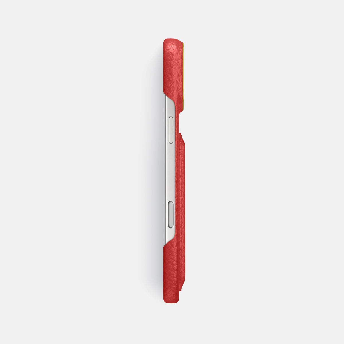 Double Card Case For iPhone 17 Pro Max In Calf -3 | Red-Gold