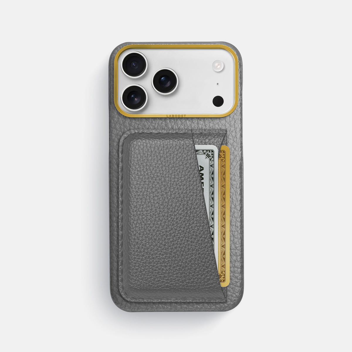 Double Card Case For iPhone 17 Pro Max In Calf -1 | Souris-Gold